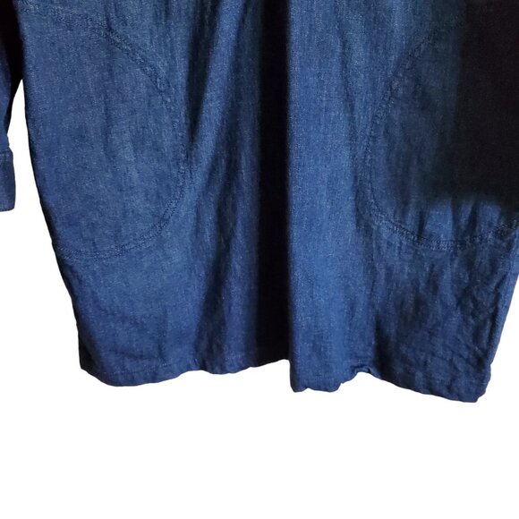 J Jill Denim Jean Dress Western Farmhouse Pockets and Roll Tab Sleeves Medium - Picture 7 of 15